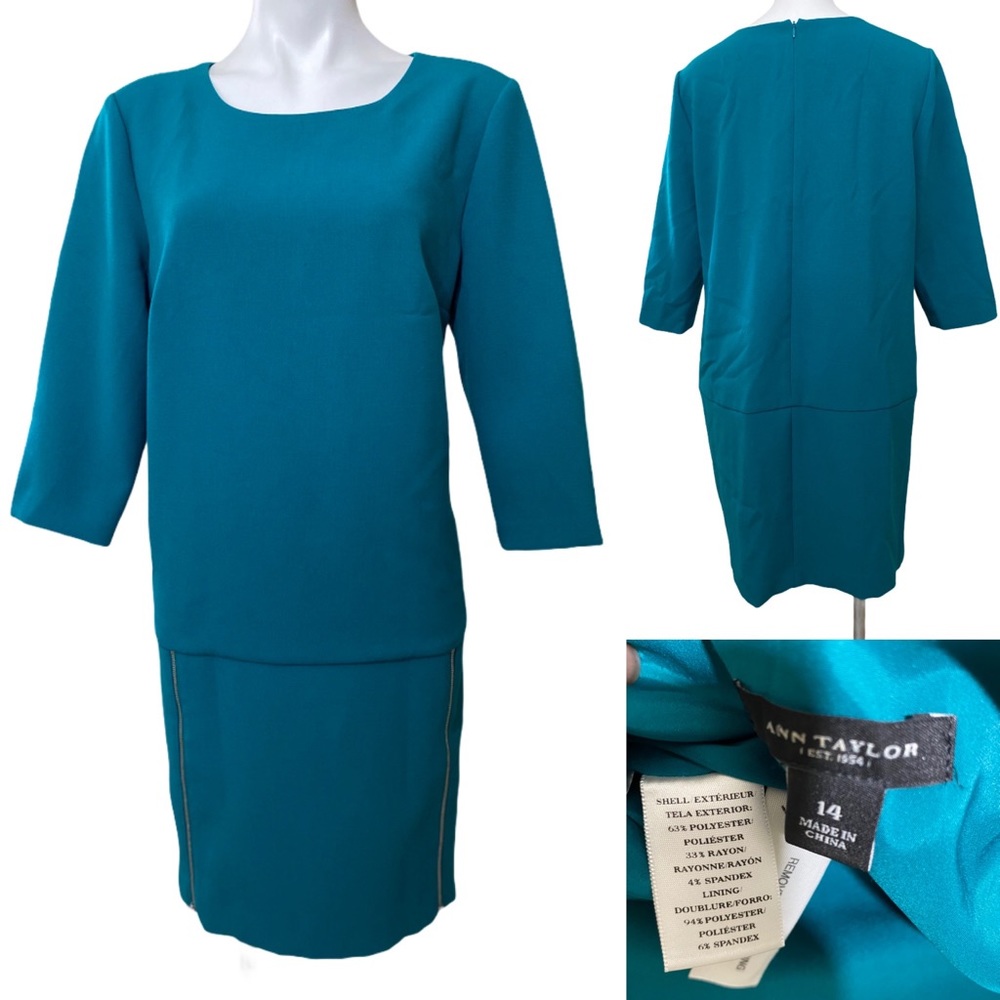 Ann Taylor 14 turquoise drop waist dress